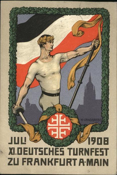Frankfurt Main Deutsches Turnfest 1908 Fahne Wappen