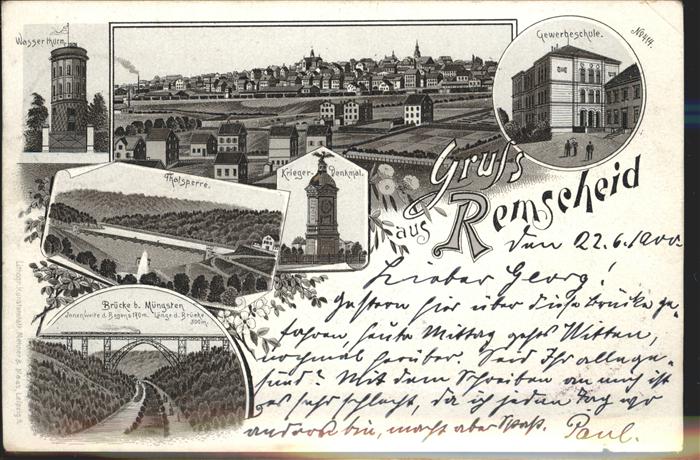 Remscheid Gewerbeschule Brücke Thalsperre