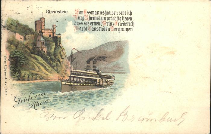 Trechtingshausen Burg Rheinstein Gedicht Rhein Dampfer K