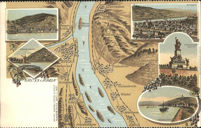 Bingen Rhein Übersichtskarte Rüdesheim Assmannshause