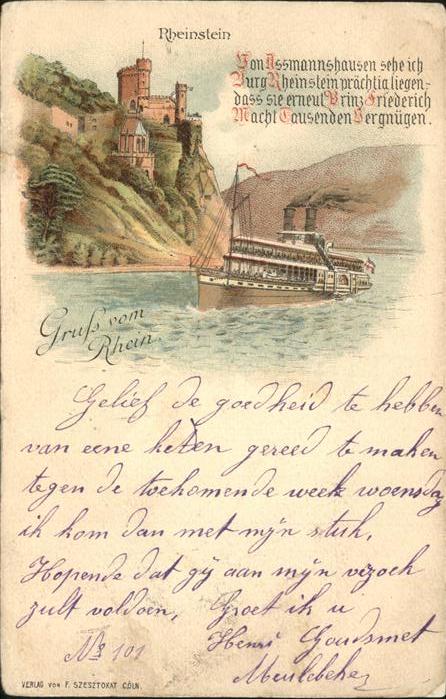 Trechtingshausen Burg Rheinstein Gedicht Rhein Dampfer