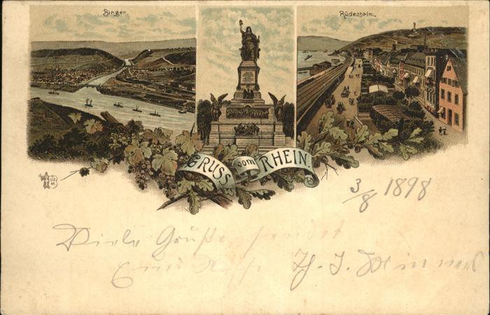 Bingen Rhein Teilansichten Bingen Rüdesheim Denkmal