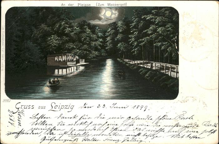 Leipzig Bootspartie im Park bei Mondschein