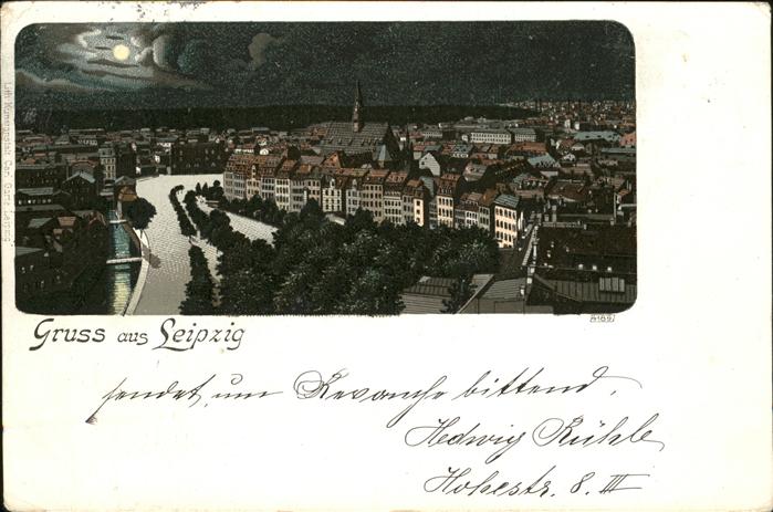 Leipzig Blick über Stadt im Mondschein