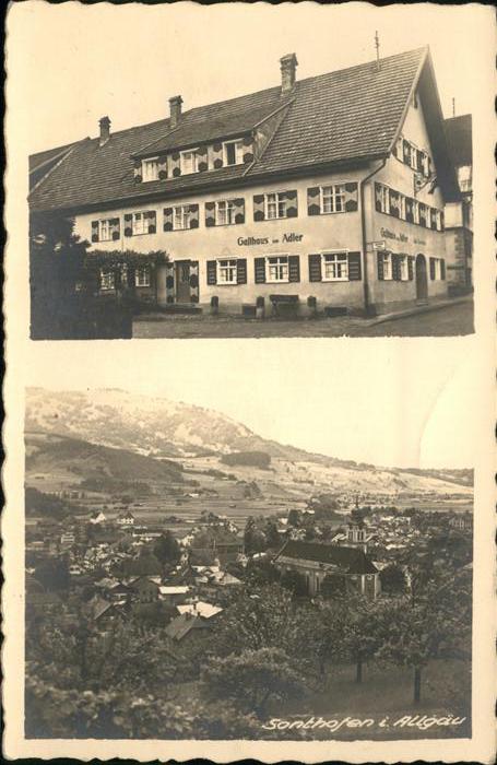 Sonthofen Oberallgaeu Gasthaus Adler Ortsansicht mit Kirche