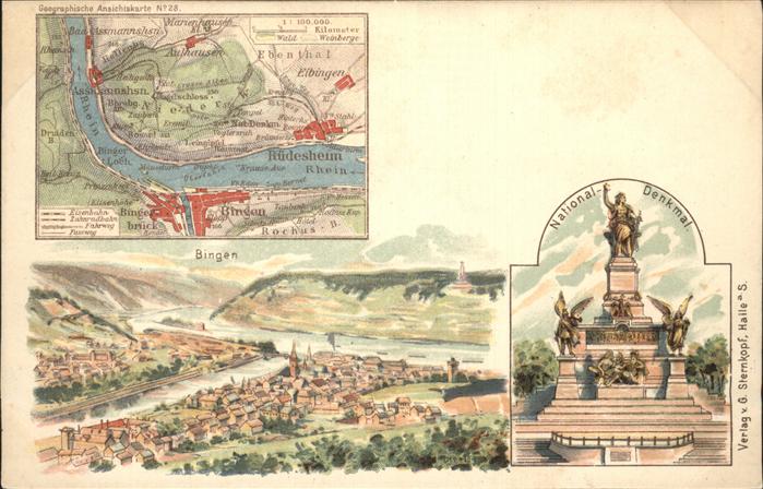 Ruedesheim uebersichtskarte Panorama Bingen National Denkmal