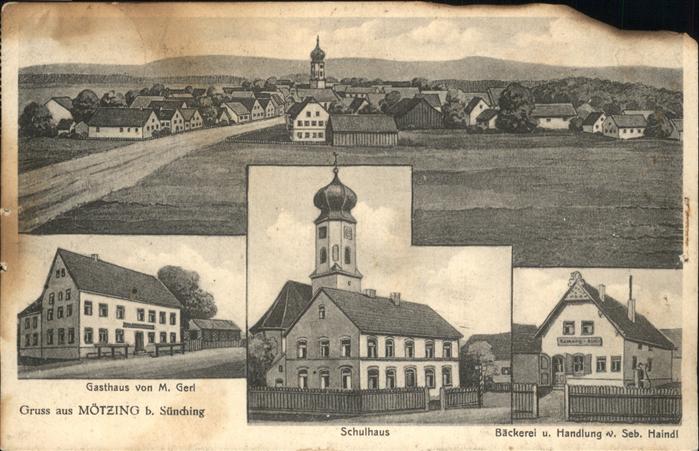 Moetzing Gasthaus M. Gerl Schulhaus Kirche Baeckerei Haindl