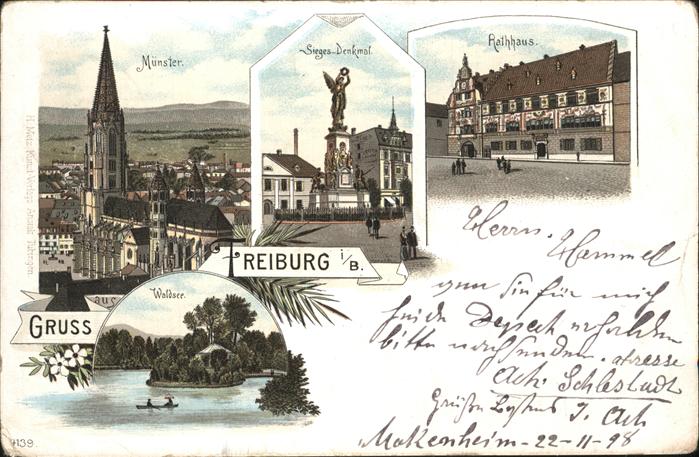 Freiburg Breisgau Münster Siegesdenkmal Rathaus Waldsee