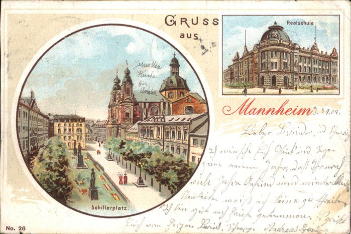 Mannheim Schillerplatz Kirche Realschule