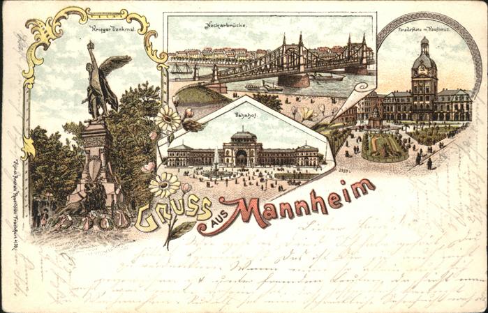 Mannheim Kriegerdenkmal Neckarbrücke Bahnhof Par