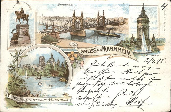 Mannheim Kriegerdenkmal Neckarbrücke Wasserturm