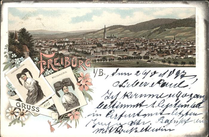 Freiburg Breisgau Gesamtansicht Trachten Markgräflerin Br