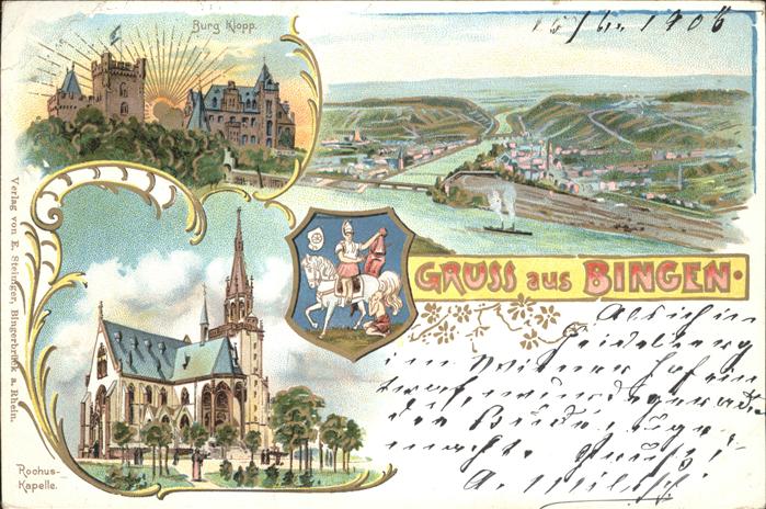 Bingen Rhein Burg Klopp Rochus Kapelle Bahnpost