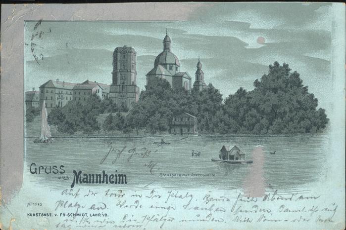 Mannheim Stadtpark Sternwarte im Mondschein