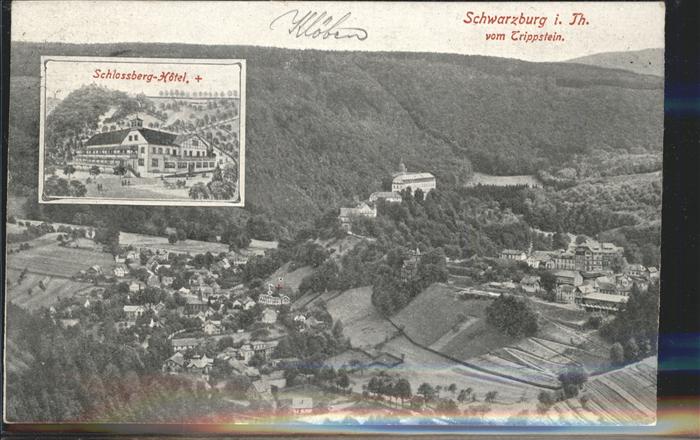 Schwarzburg Thueringer Wald Blick vom Trippstein Schlossberg Hotel