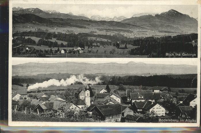 Bodelsberg Panorama mit Alpenblick Eisenbahn