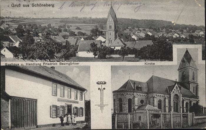 Schoeneberg Hunsrueck Ortsansicht mit Kirche Gasthaus Handlun