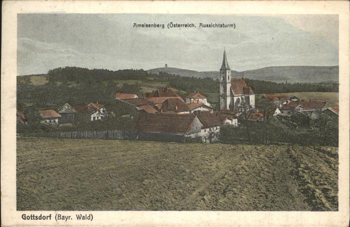 Gottsdorf Niederbayern Ortsansicht mit Kirche Aussichtsturm Am