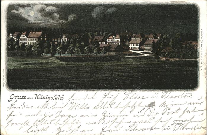 Koenigsfeld Schwarzwald Ortsansicht im Mondschein