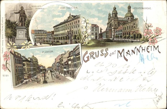 Mannheim Schiller Denkmal Hof-Theater Jesuitenki