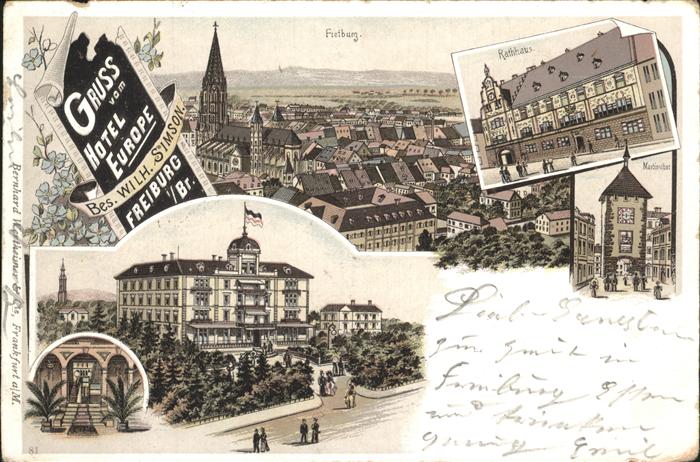 Freiburg Breisgau Blick zum Münster Rathaus Martinstor