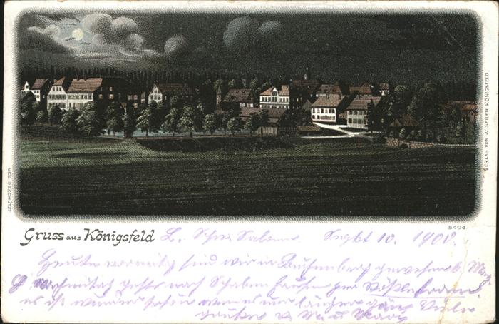 Koenigsfeld Schwarzwald Ortsansicht im Mondschein