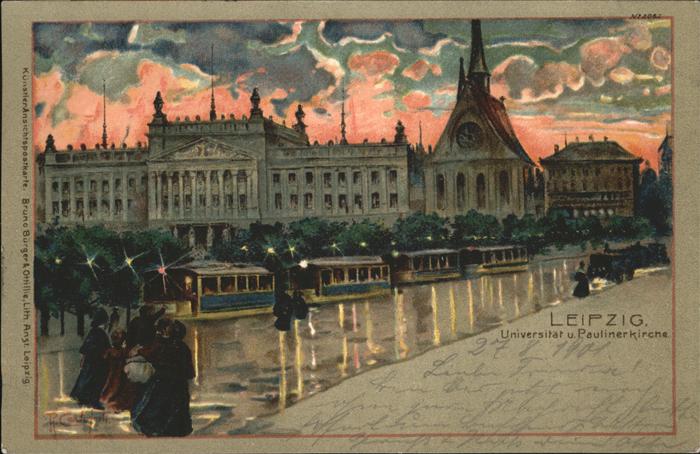 Leipzig Universität Paulinerkirche im Abendrot
