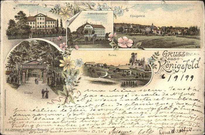 Koenigsfeld Schwarzwald Maedchen- und Knabenpensionat Kirchhof Ruine