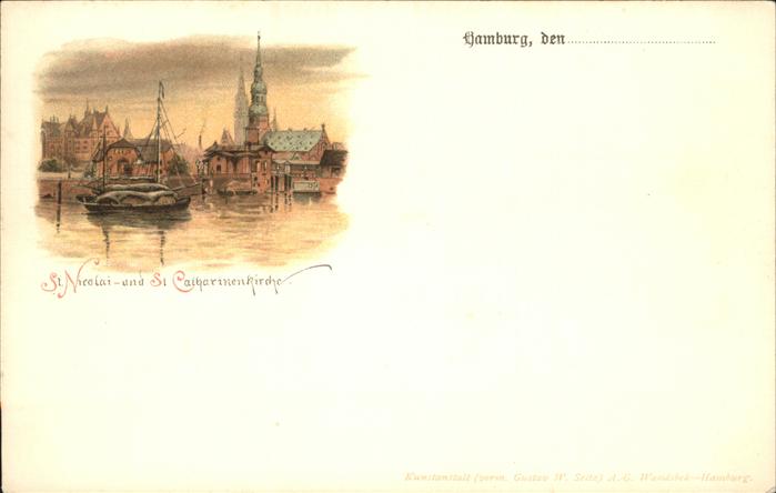 Hamburg Hafenpartie mit St Nicolai und St Katha