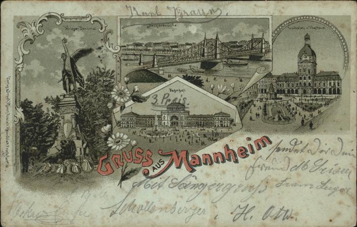 Mannheim Kriegerdenkmal Neckarbrücke Paradeplatz