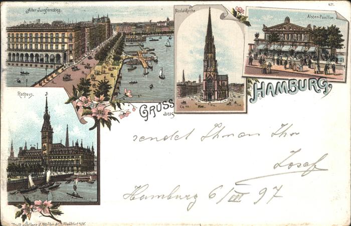 Hamburg Alter JungfernstiegRathaus Nicolaikirch