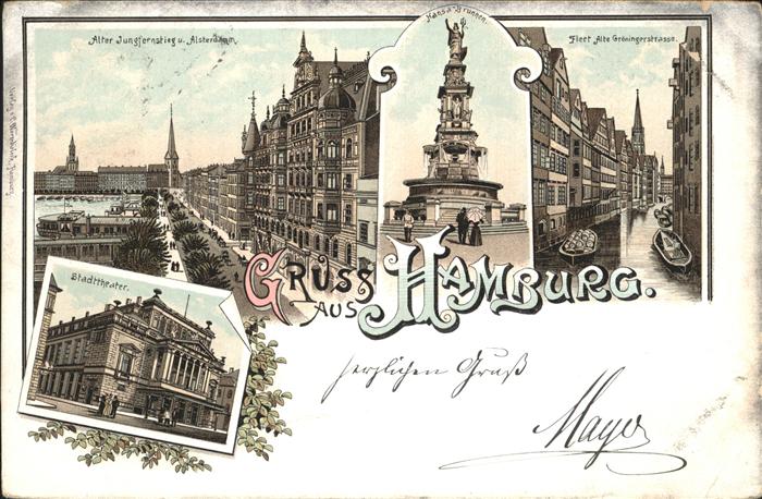 Hamburg Alter Jungfernstieg Hansabrunnen Fleet