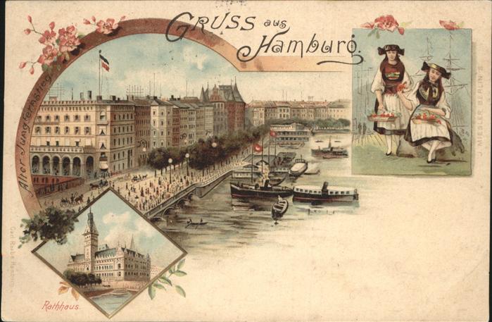 Hamburg Alter Jungfernstieg Rathaus Trachten
