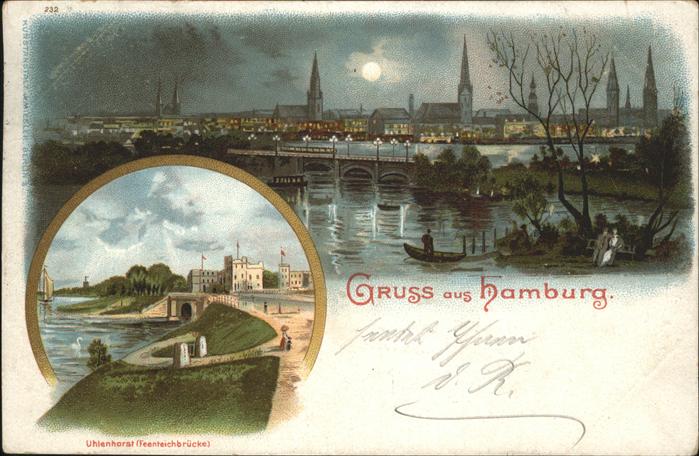 Hamburg Hafenpartei bei Nacht Feenteichbrücke