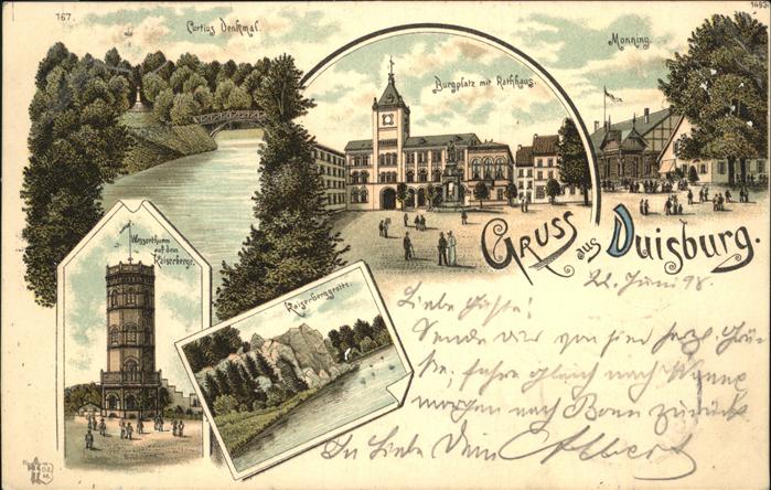 Duisburg Ruhr Curtius Denkmal Rathaus Wasserthurm Mon