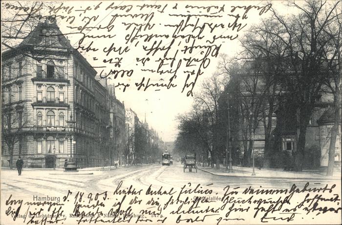 Hamburg Grindelallee Pferdekutsche Strassenbahn