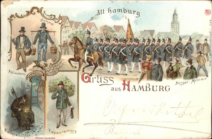 Hamburg Bürgermilitär Nachtwächter Original Hum