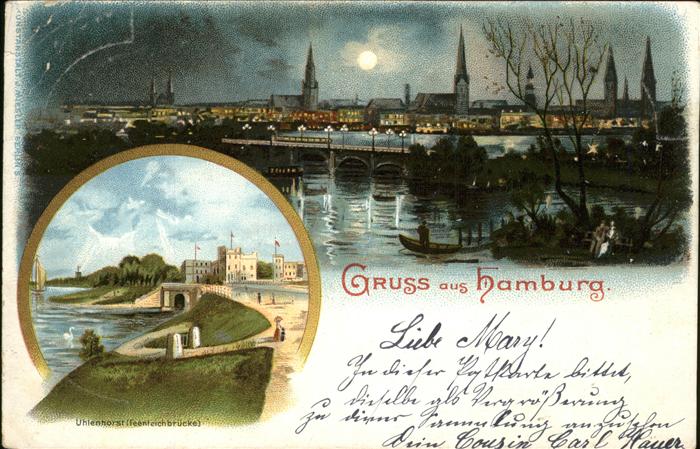 Hamburg Panorama Uhlenhorster Feenteichbrücke