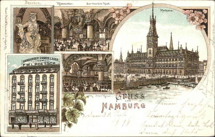 HAMBURG  CITY Bacchus Ratskeller Zur bunten Kuh Rathaus Der Remter