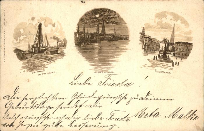 Hamburg Freihafen Alster Fischmarkt