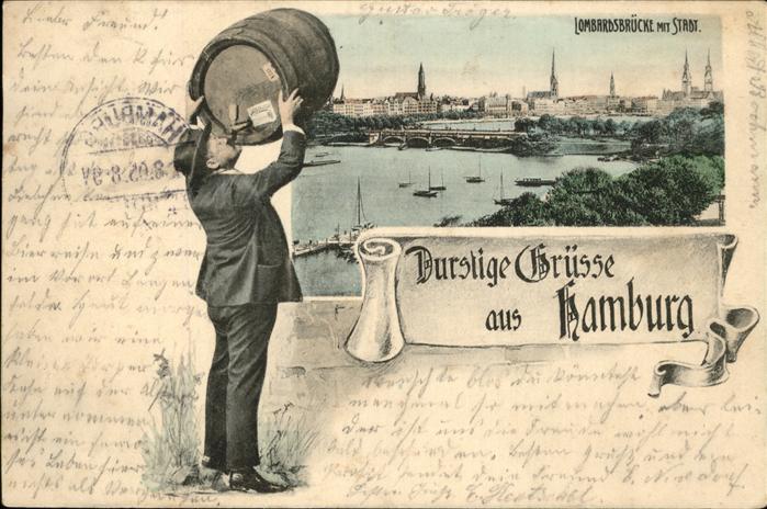 Hamburg Lombardsbrücke mit Biertrinker vom Fass