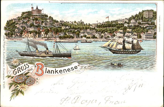 Blankenese Hamburg Partie am Süllberg Dampf und Segelschif