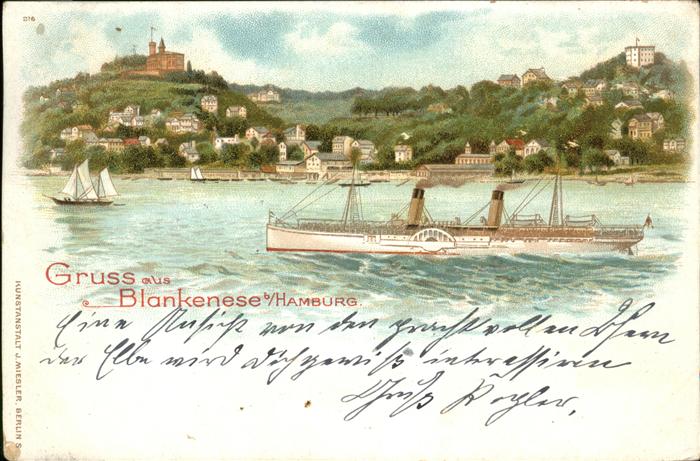 Blankenese Hamburg Partie am Süllberg Dampf und Segelschif