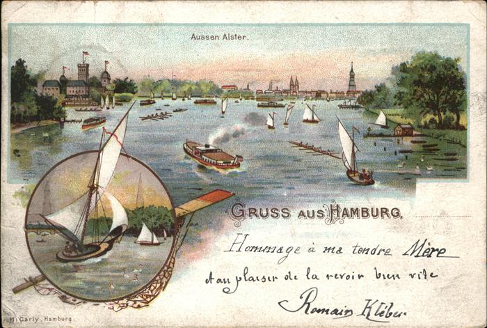 HAMBURG CITY Partie an der Aussenalster Segelschiffe