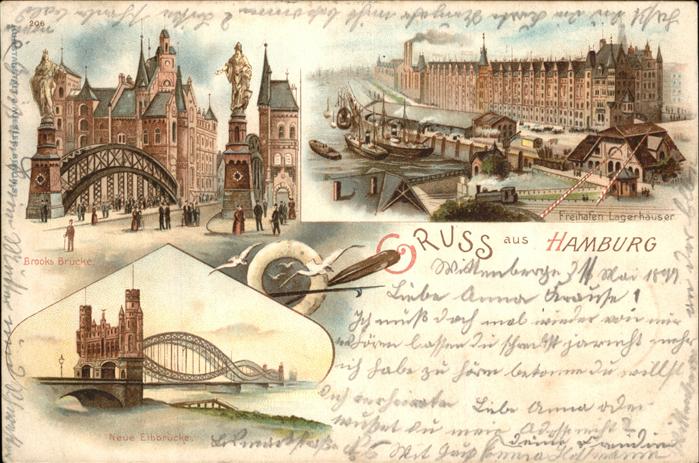 Hamburg Brooks Brücke Freihafen Lagerhäuser Neu