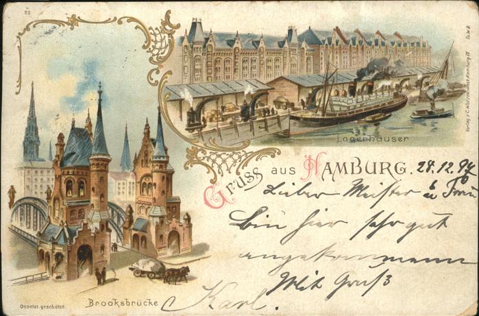 Hamburg Lagerhäuser Freihafen Brooksbrücke