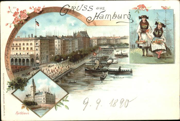 Hamburg Alter Jungfernstieg Rathaus Trachten