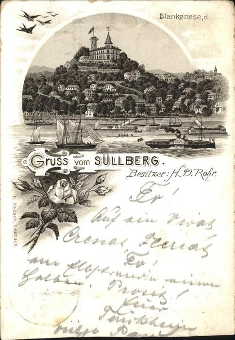 Blankenese Hamburg Partie am Süllberg Dampfer Segelschiffe
