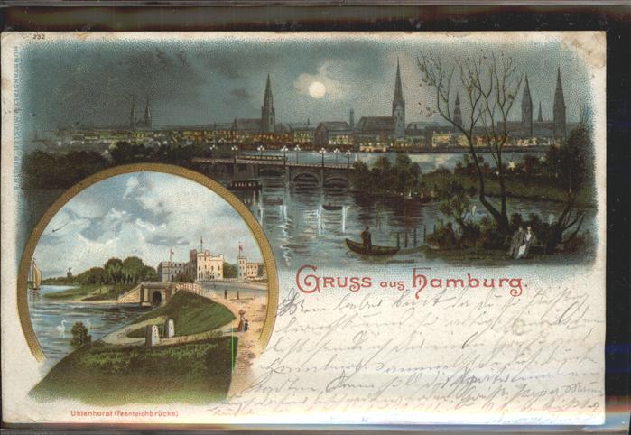 Hamburg Panorama mit Uhlenhorster Feenteichbrüc