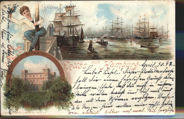 Hamburg Hafen Seewarte Matrose Segelschiffe